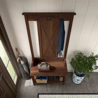 Porte-manteau avec banc de rangement à chaussures, motif en X, pour 1 personne