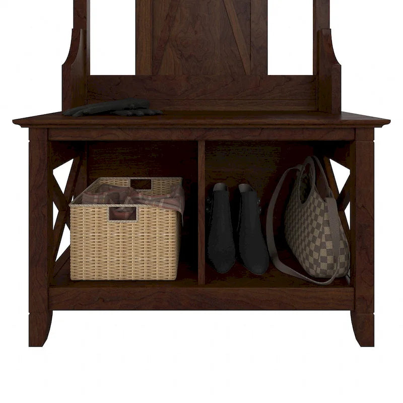 Porte-manteau avec banc de rangement à chaussures, motif en X, pour 1 personne