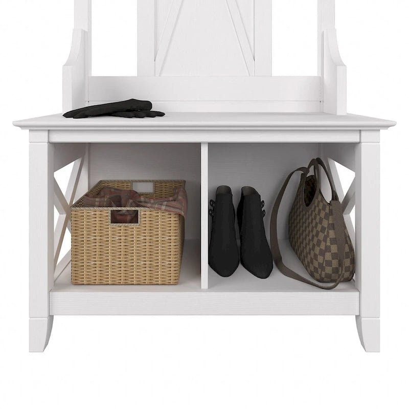 Porte-manteau avec banc de rangement à chaussures, motif en X, pour 1 personne