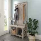 Porte-manteau avec banc de rangement à chaussures, motif en X, pour 1 personne