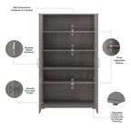 Meuble de rangement haut avec portes et étagères – Gris tempête / Blanc / Gris platine
