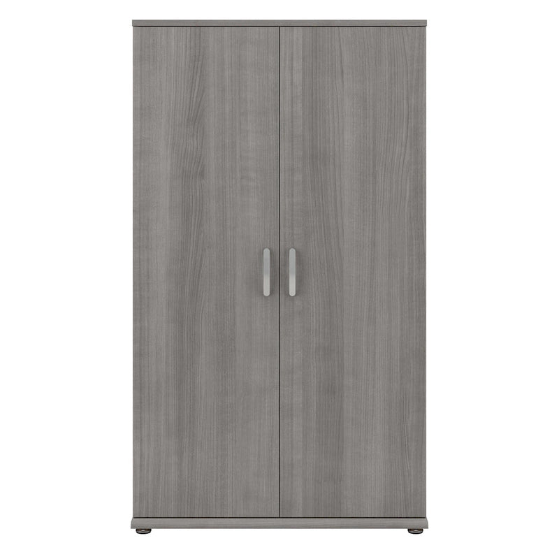 Meuble de rangement haut avec portes et étagères – Gris tempête / Blanc / Gris platine