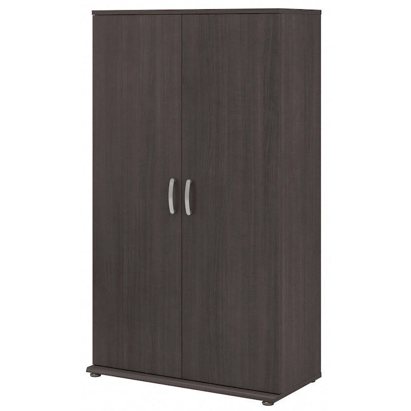 Meuble de rangement haut avec portes et étagères – Gris tempête / Blanc / Gris platine