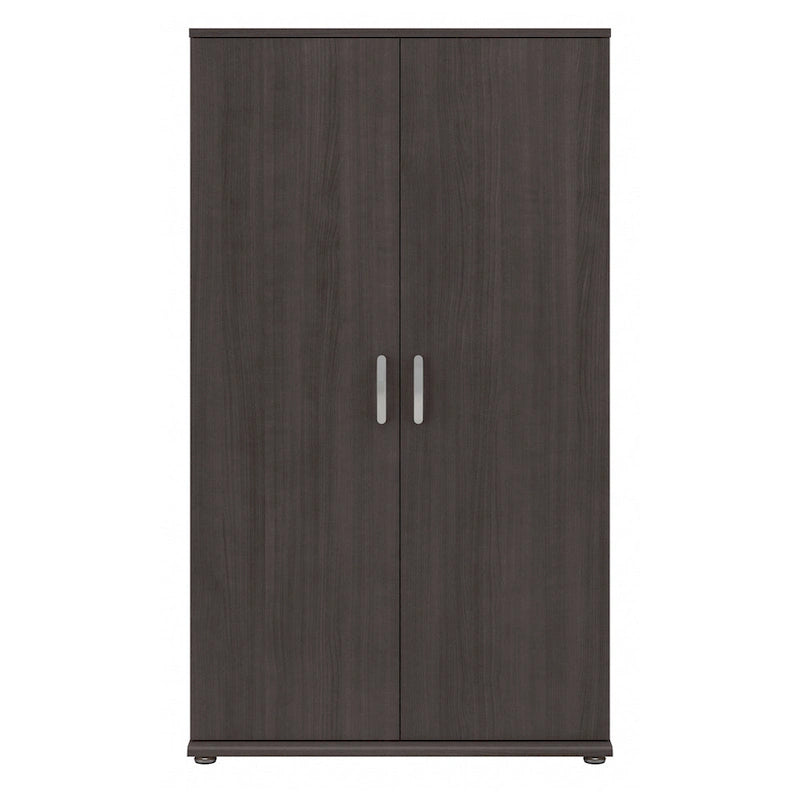 Meuble de rangement haut avec portes et étagères – Gris tempête / Blanc / Gris platine