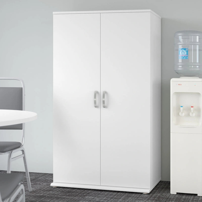 Meuble de rangement haut avec portes et étagères – Gris tempête / Blanc / Gris platine