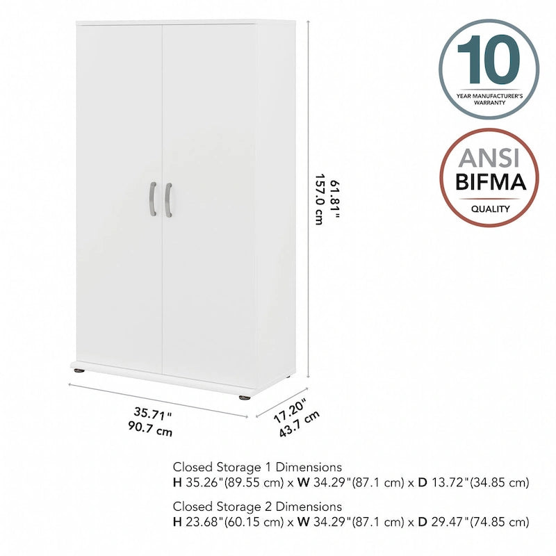 Meuble de rangement haut avec portes et étagères – Gris tempête / Blanc / Gris platine