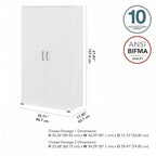 Meuble de rangement haut avec portes et étagères – Gris tempête / Blanc / Gris platine