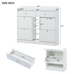 Meuble à chaussures rabattable blanc/noir, organisateur de rangement à 6 tiroirs et 2 niveaux, assemblage par 2 personnes
