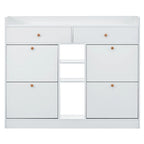 Meuble à chaussures rabattable blanc/noir, organisateur de rangement à 6 tiroirs et 2 niveaux, assemblage par 2 personnes