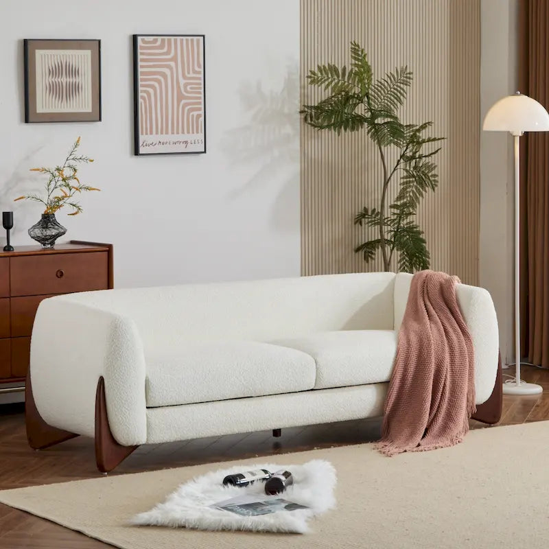 Canapé 3 places Boucle – Blanc / Caramel / Bleu marine / Amande / Vert olive