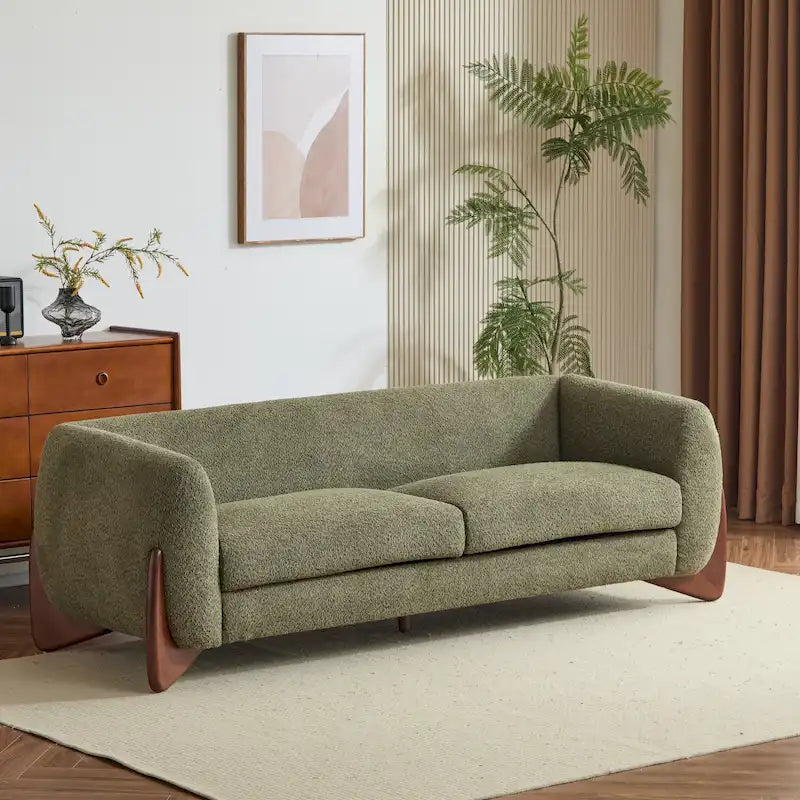 Canapé 3 places Boucle – Blanc / Caramel / Bleu marine / Amande / Vert olive