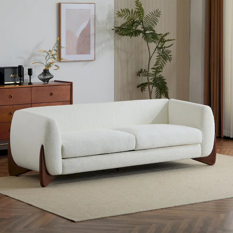 Canapé 3 places Boucle – Blanc / Caramel / Bleu marine / Amande / Vert olive