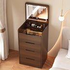 Coiffeuse 3-en-1 Noyer avec Miroir Rabattable, Simple, 48cm