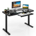 Bureau électrique assis-debout avec tiroir, coloris noir/blanc, réglable en hauteur, une place, 122 x 61 cm
