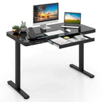 Bureau électrique assis-debout avec tiroir, coloris noir/blanc, réglable en hauteur, une place, 122 x 61 cm