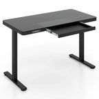 Bureau électrique assis-debout avec tiroir, coloris noir/blanc, réglable en hauteur, une place, 122 x 61 cm