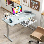 Bureau électrique assis-debout avec tiroir, coloris noir/blanc, réglable en hauteur, une place, 122 x 61 cm