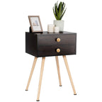 Table de chevet à 2 tiroirs Espresso, style Mid-Century, simple