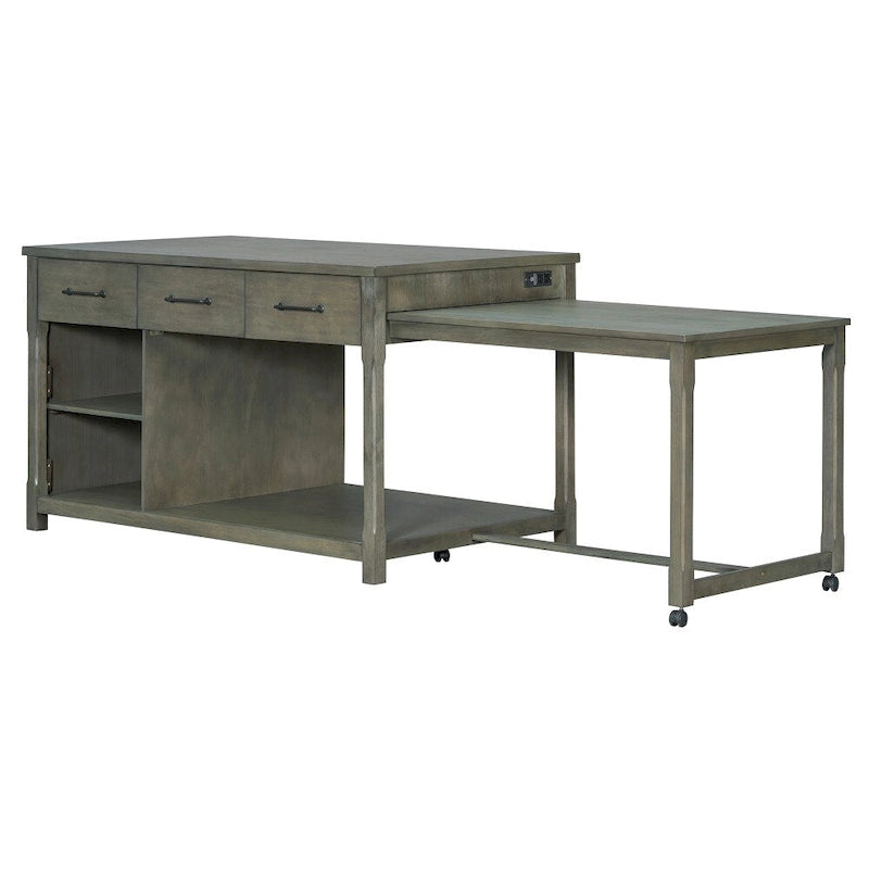 Îlot de cuisine extensible Espresso avec prises de courant et tiroirs