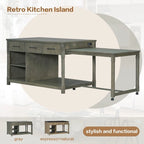 Îlot de cuisine extensible Espresso avec prises de courant et tiroirs