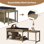 Îlot de cuisine extensible Espresso avec prises de courant et tiroirs