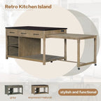 Îlot de cuisine extensible Espresso avec prises de courant et tiroirs