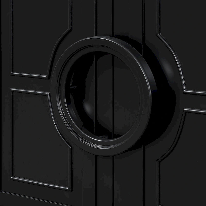 Bahut 4 portes de style français bleu marine/noir avec poignées à anneau