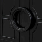 Bahut 4 portes de style français bleu marine/noir avec poignées à anneau