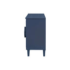Bahut 4 portes de style français bleu marine/noir avec poignées à anneau