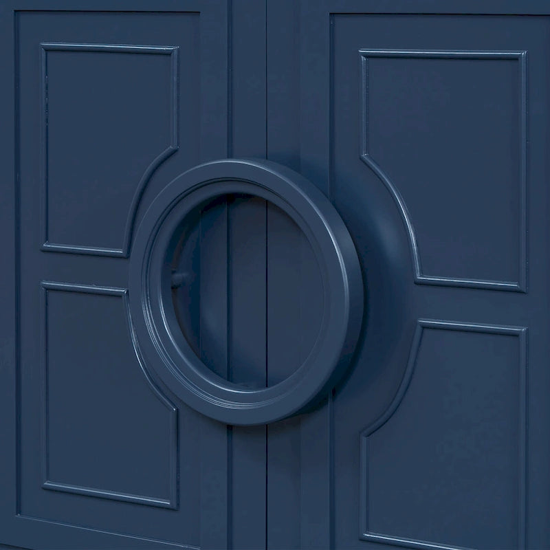 Bahut 4 portes de style français bleu marine/noir avec poignées à anneau