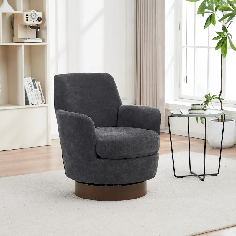 Fauteuil pivotant – Beige / Gris foncé / Marron / Bleu / Gris, une place