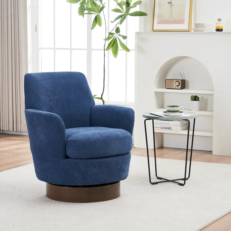 Fauteuil pivotant – Beige / Gris foncé / Marron / Bleu / Gris, une place