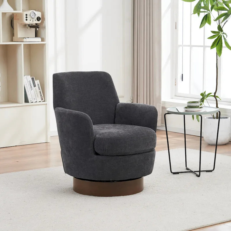 Fauteuil pivotant – Beige / Gris foncé / Marron / Bleu / Gris, une place