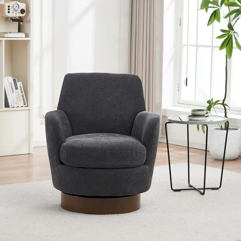 Fauteuil pivotant – Beige / Gris foncé / Marron / Bleu / Gris, une place
