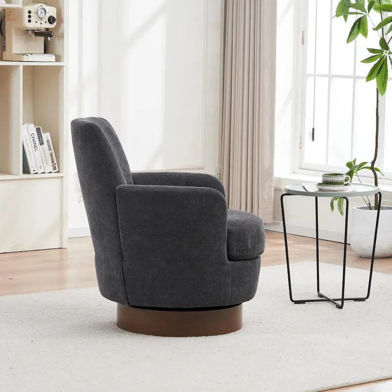 Fauteuil pivotant – Beige / Gris foncé / Marron / Bleu / Gris, une place