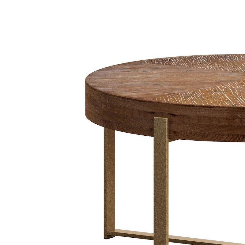 Table basse ronde avec pieds en croix Naturel et Or / Naturel et Noir