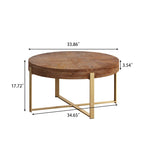 Table basse ronde avec pieds en croix Naturel et Or / Naturel et Noir