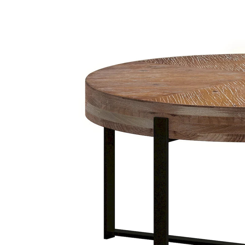 Table basse ronde avec pieds en croix Naturel et Or / Naturel et Noir
