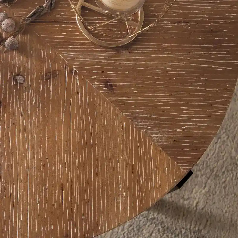 Table basse ronde avec pieds en croix Naturel et Or / Naturel et Noir