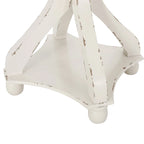 Table d'appoint ronde de style champêtre français, blanc vieilli et naturel, pour 1 personne