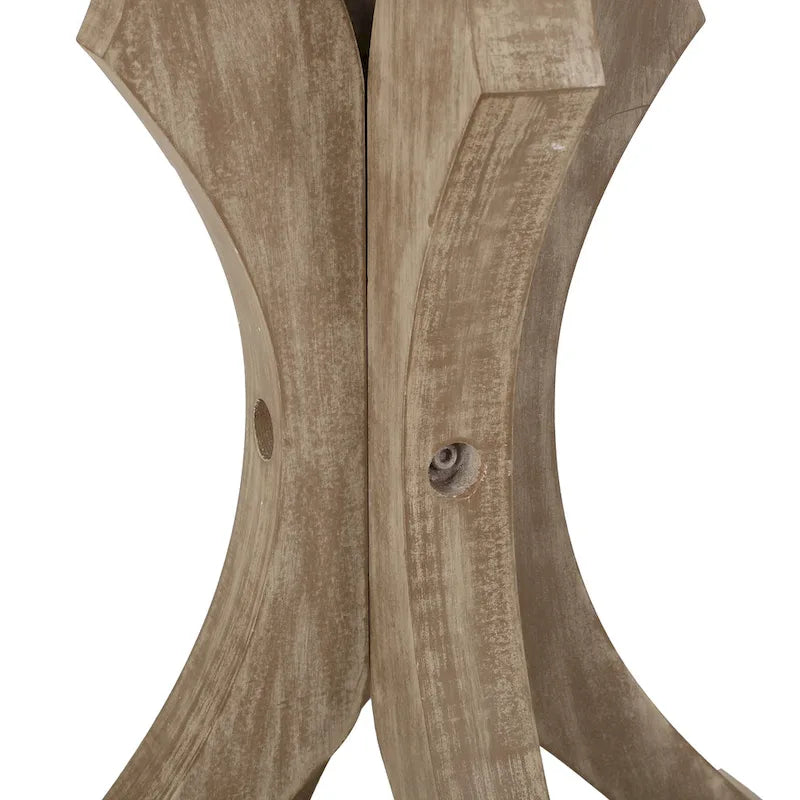 Table d'appoint ronde de style champêtre français, blanc vieilli et naturel, pour 1 personne