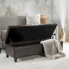 Banc de rangement ottoman en similicuir touffeté marron, moyen, 1-2 places