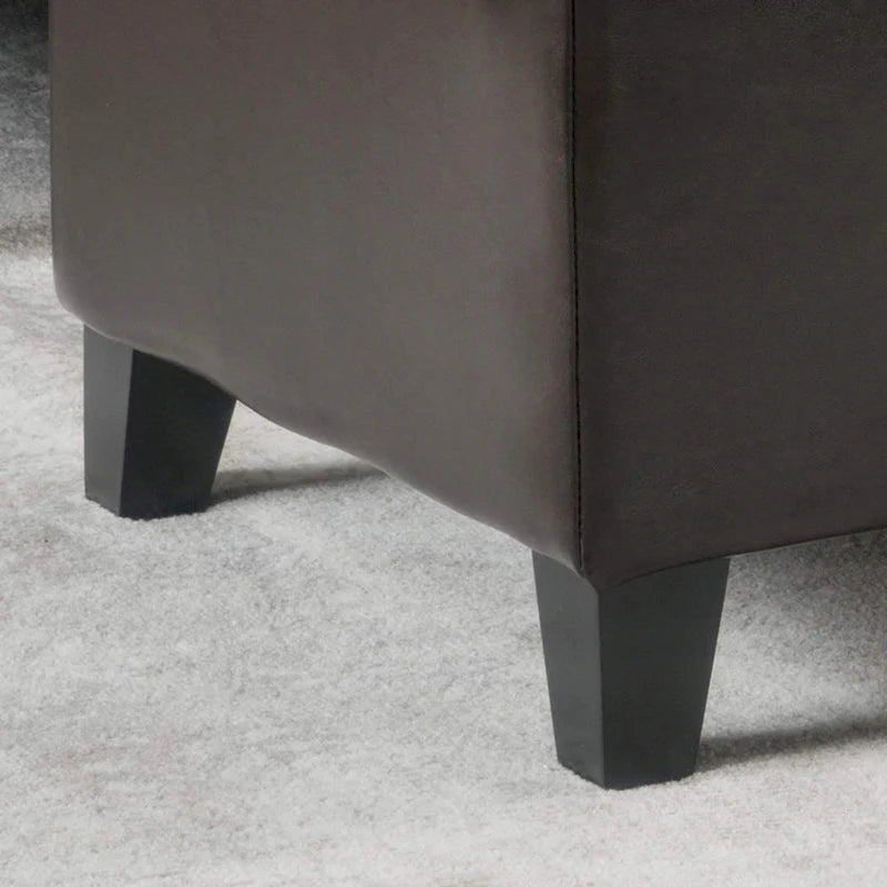 Banc de rangement ottoman en similicuir touffeté marron, moyen, 1-2 places