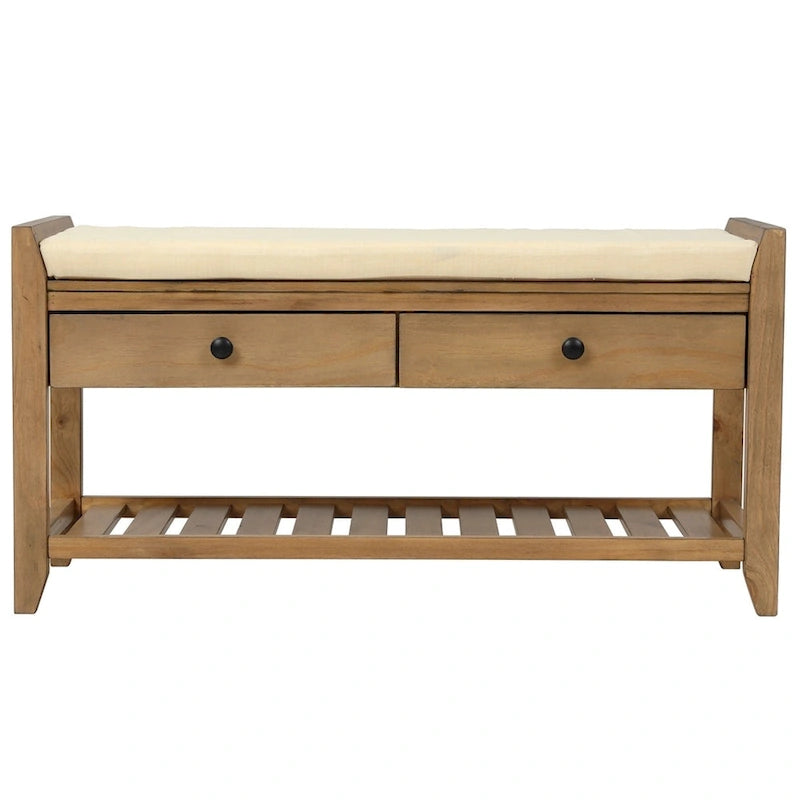 Banc de rangement d'entrée 1 personne avec tiroirs, Marine antique/Gris délavé/Pin ancien/Blanc/Espresso