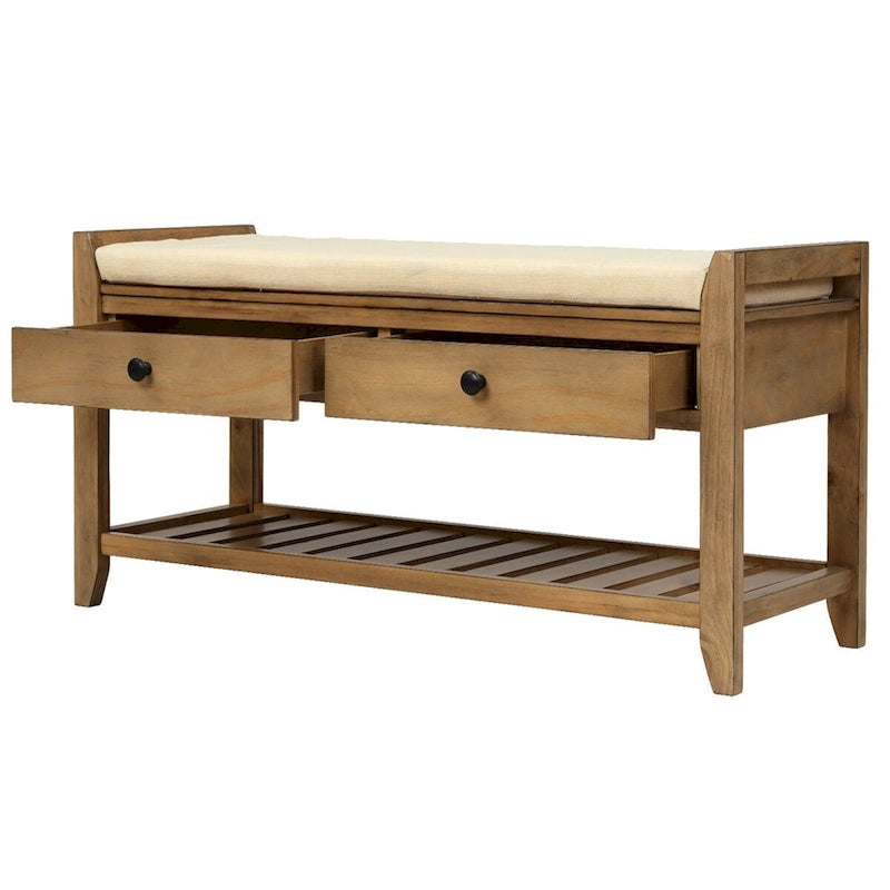 Banc de rangement d'entrée 1 personne avec tiroirs, Marine antique/Gris délavé/Pin ancien/Blanc/Espresso
