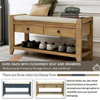 Banc de rangement d'entrée 1 personne avec tiroirs, Marine antique/Gris délavé/Pin ancien/Blanc/Espresso