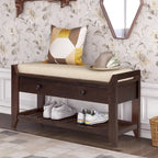 Banc de rangement d'entrée 1 personne avec tiroirs, Marine antique/Gris délavé/Pin ancien/Blanc/Espresso