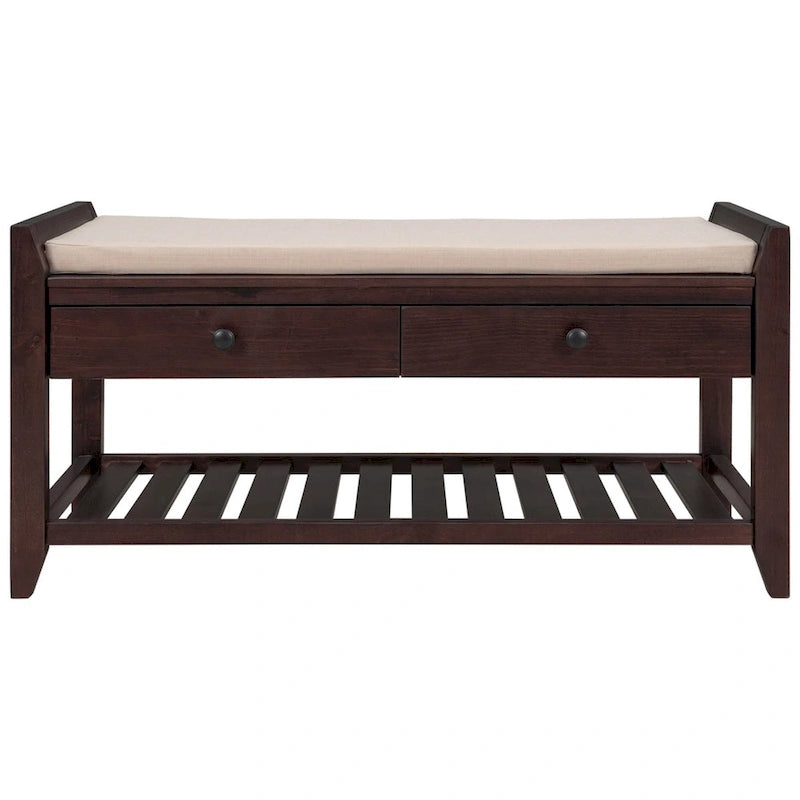 Banc de rangement d'entrée 1 personne avec tiroirs, Marine antique/Gris délavé/Pin ancien/Blanc/Espresso