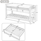Banc de rangement d'entrée 1 personne avec tiroirs, Marine antique/Gris délavé/Pin ancien/Blanc/Espresso