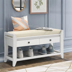 Banc de rangement d'entrée 1 personne avec tiroirs, Marine antique/Gris délavé/Pin ancien/Blanc/Espresso